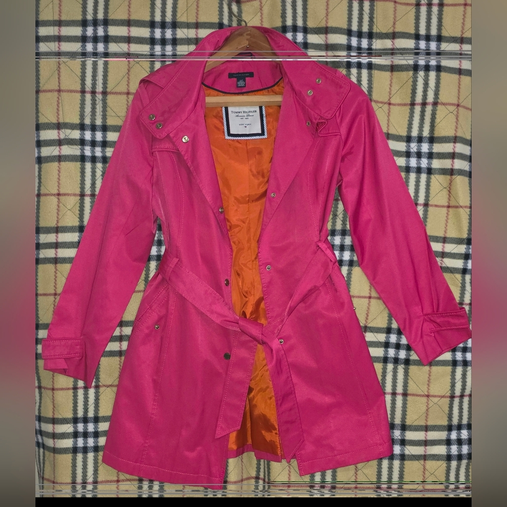 Tommy Hilfiger Pink Pea Coat with Orange Lining